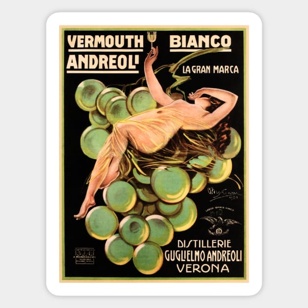 VERMOUTH WINE Bianco Andreoli Verona Vintage Italian Liqueur Advertisement Sticker by vintageposters